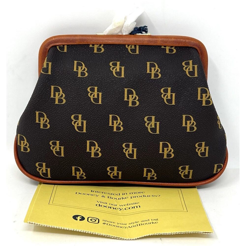Dooney & Bourke Gretta Large Frame Purse Wallet Kiss Lock BROWN TMORO NWT Logo - Picture 2 of 16